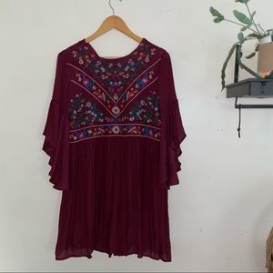 embroidered burgundy dress